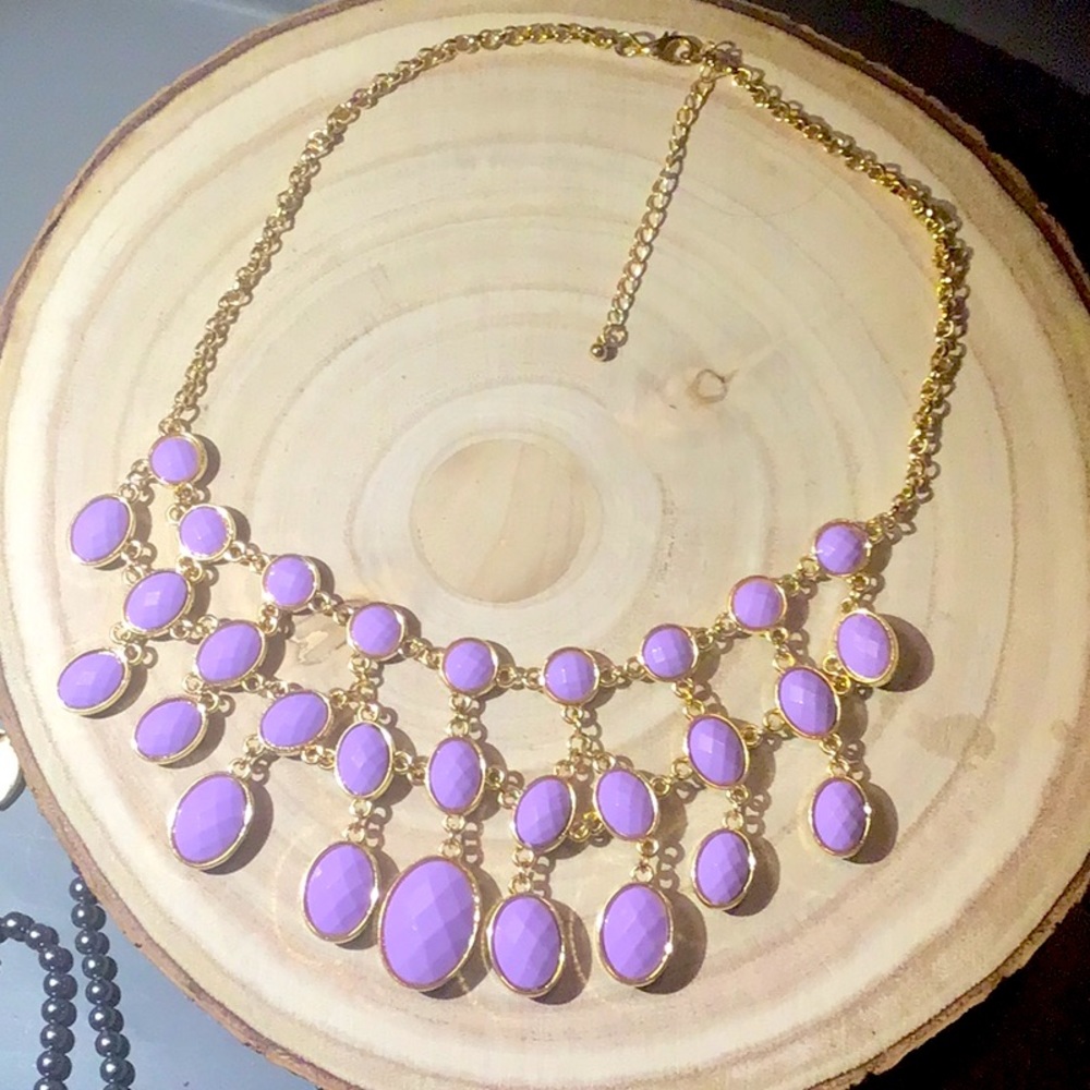Elegant Gold and Purple Statement Necklace